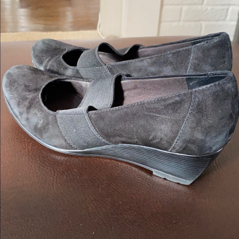 Clarks Black Suede Wedge